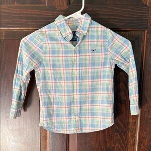 Vineyard Vines Kids Plaid Shirt in Blue and Red